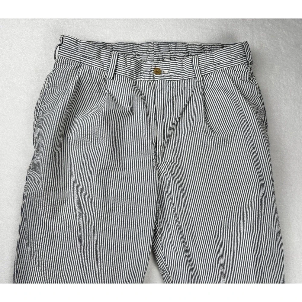 Bills Khakis Striped Pants Blue White Classic Fit Size 33 Cotton USA Seersucker